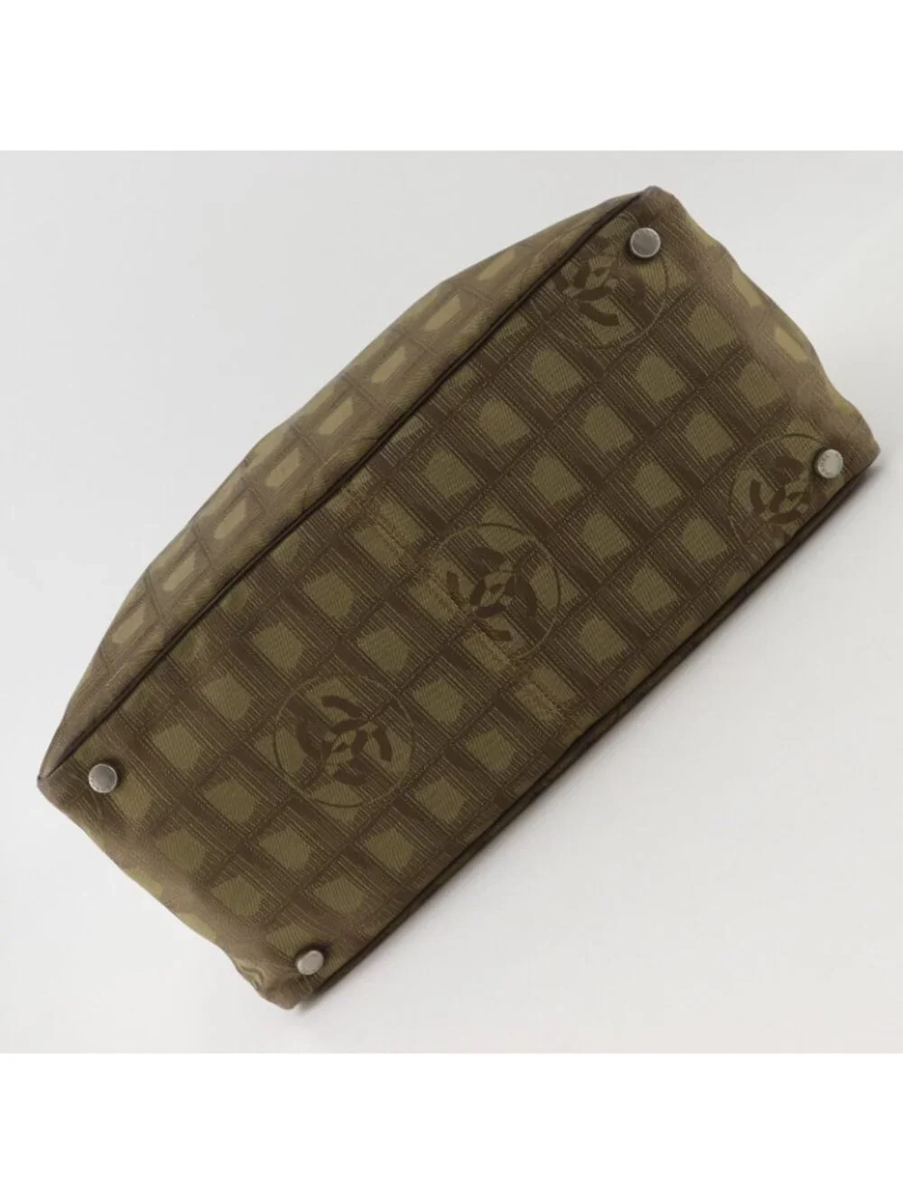 Chanel New Travel Line Tote Bag MM Nylon Canvas Khaki